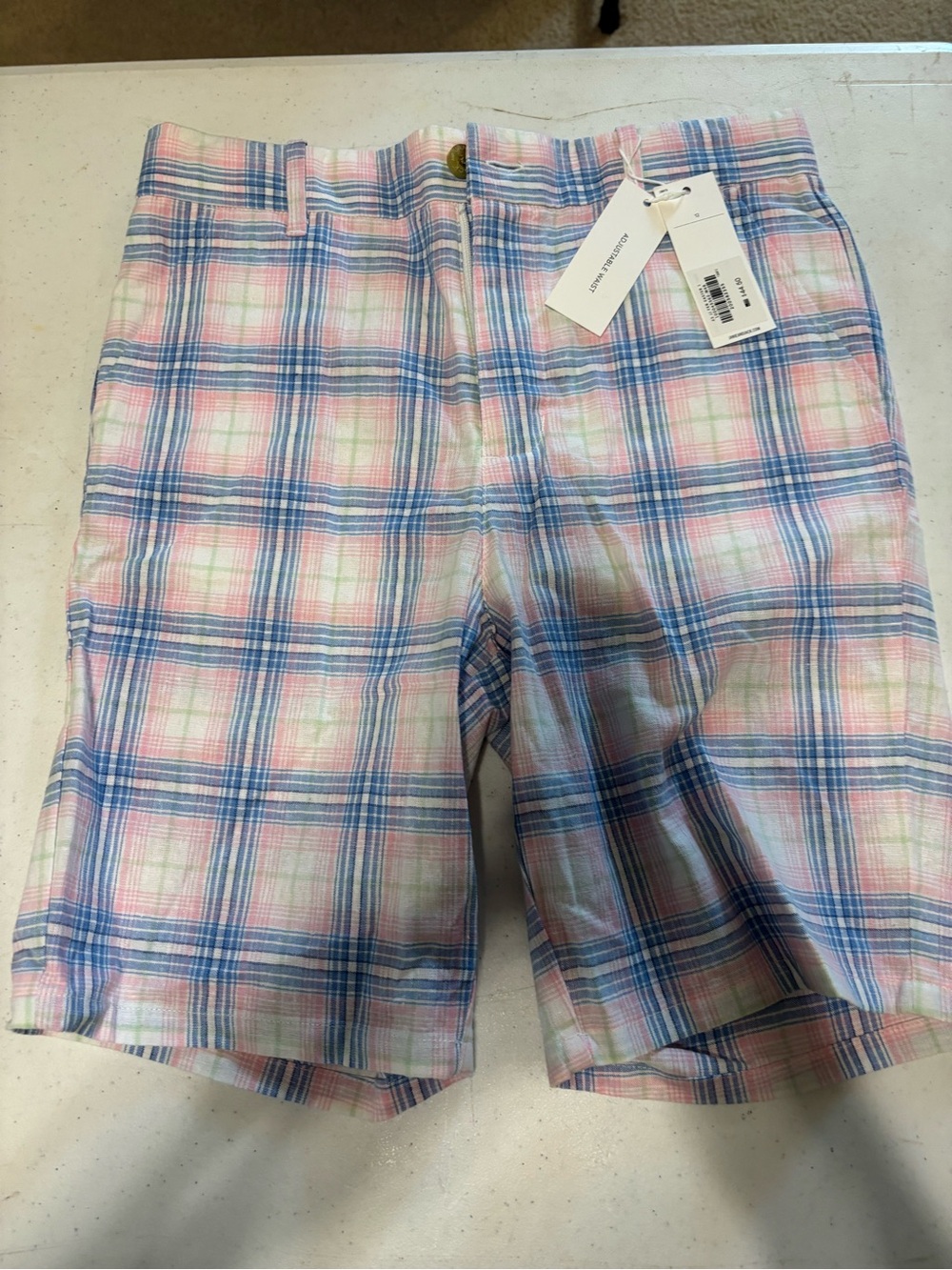 Janie and Jack Pastel Plaid Shorts - Blue, Pink, Light Green